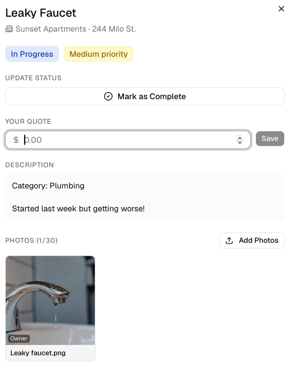 Contractor mobile work orders view